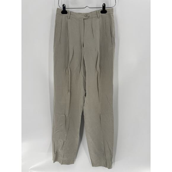 Vintage Ralph Lauren Pants Suit Womens 8/10 Gray Silk Linen 90s Pockets Pleated - Picture 7 of 16